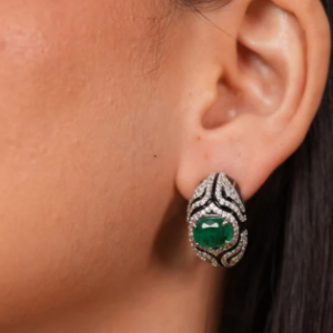 Perplex Diamond Black Enamel Bali Earring