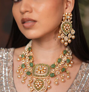 Sakshi Polki Moissanite Mint Bridal Set