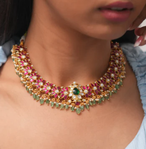 Harshini South Indian Necklace | Kemp Katha ~ Rich Temple Jewellery