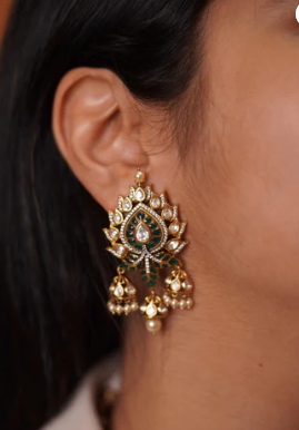 Sindhoori Moissanite Polki Necklace Set With Earrings | Pendant Set - Image 5